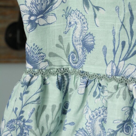 Sigrid Olsen Size 4 Green Seahorse Linen Dress - Picture 3 of 3